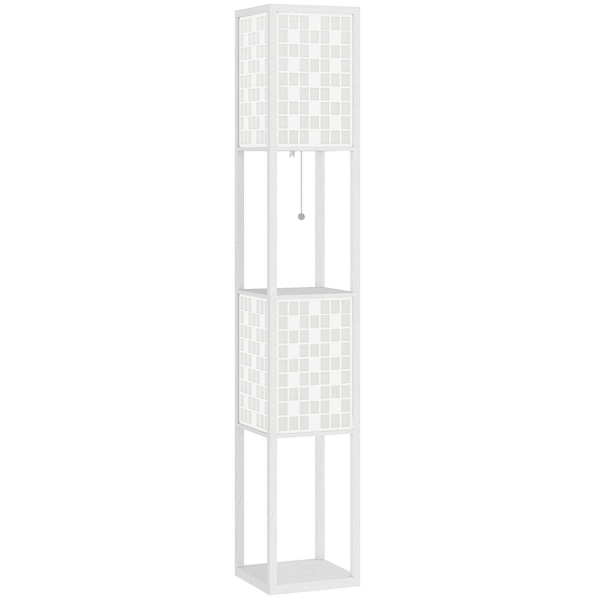 STEHLAMPE, Stehleuchte mit 2 Fächern, E27 Sockel, Gittermustersäule, Weiß - Weiß, Kunststoff (26/26/155.5cm) - HOMCOM