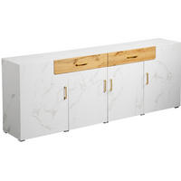 SIDEBOARD 208/39,5/80 cm in Weiß mit 4 Türen und 2 Schubladen - Weiß, Holzwerkstoff (208/80/39.5cm) - Flora Grace