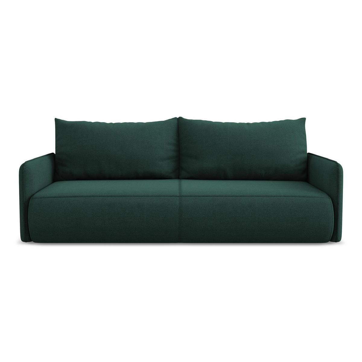 3-SITZER SOFA mit Schlaffunktion Strukturstoff Stoff Grün - Dunkelgrün/Schwarz, Kunststoff/Textil (216/86/105cm) - LaMiaSofa