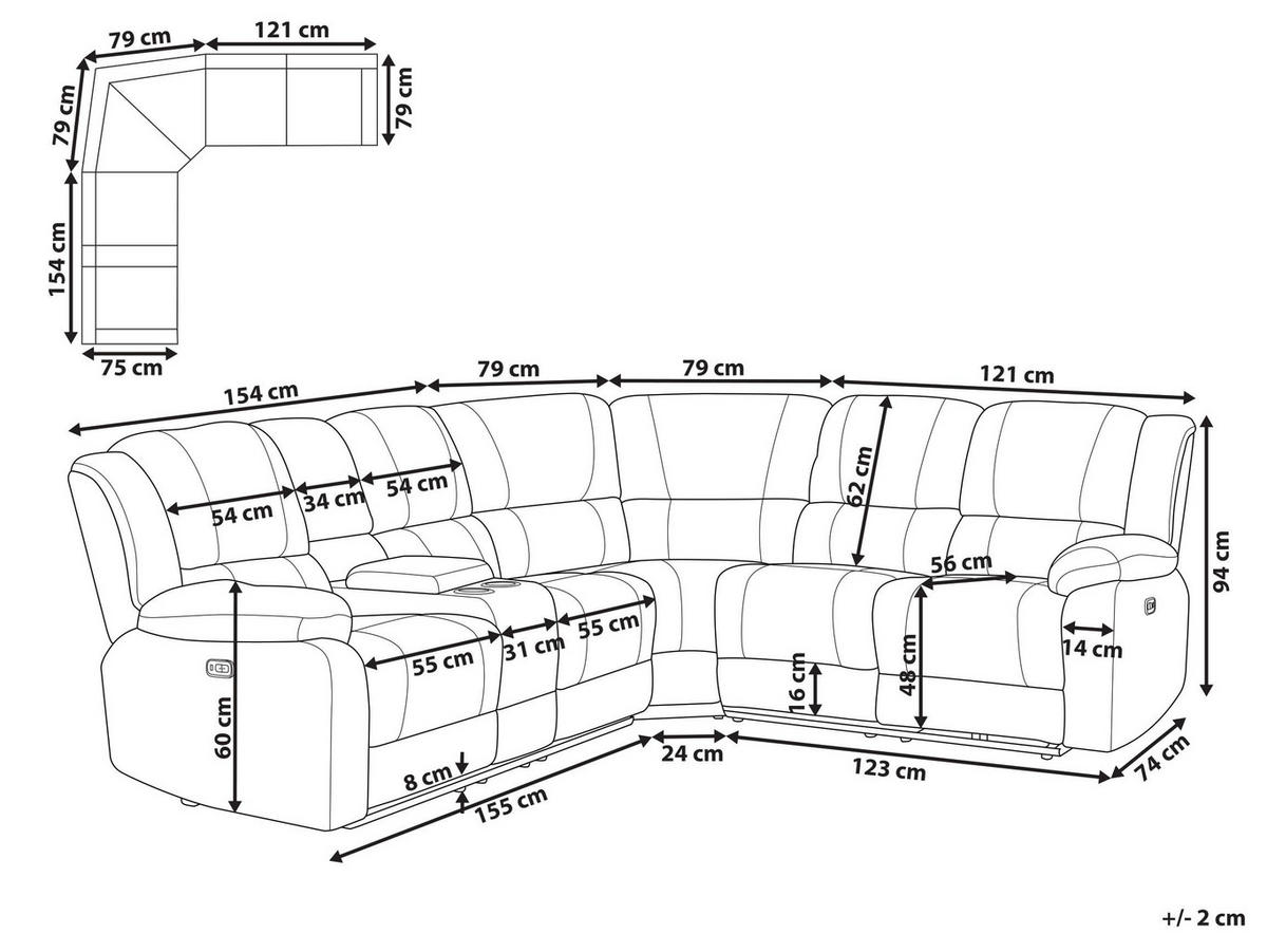 ECKSOFA Polsterbezug Dunkelgrau Rokke - Dunkelgrau, Textil (229/196cm) - Beliani