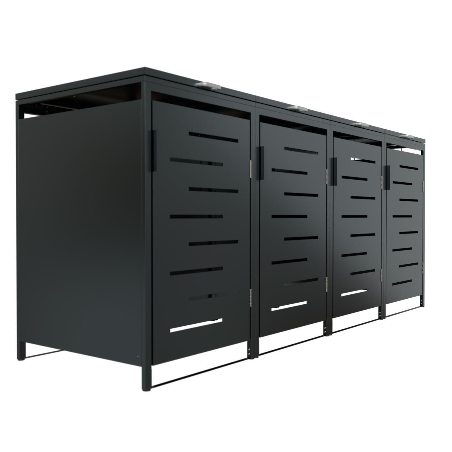 MÜLLTONNENBOX Arel 4er-Set - Anthrazit, Metall (272/120/80cm) - Juskys