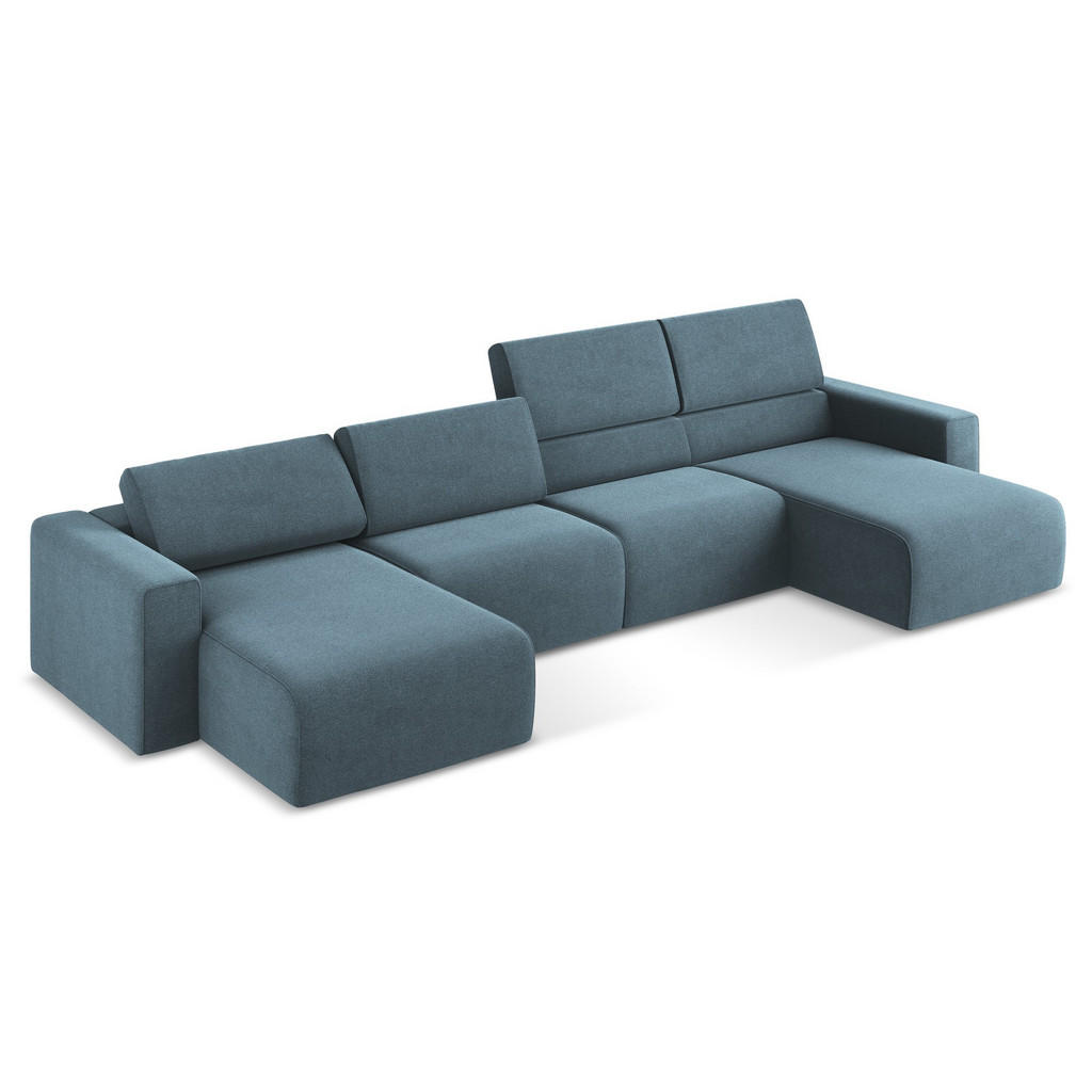 Thumbnail - Makamii Wohnlandschaft, Hellblau, Textil, 5-Sitzer, Füllung: Schaumstoff, U-Form, 404x80x167 cm, Made in EU, Wohnzimmer,...