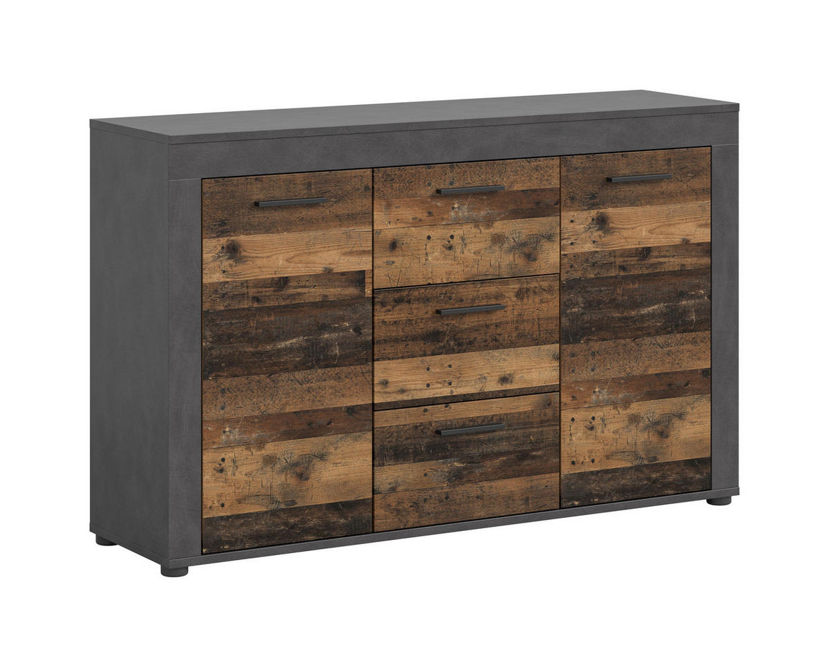 SIDEBOARD JAM (B/H/T: ca. 125/80/35 cm) in Matera/Old Wood Nachbildung - Naturfarben, Holzwerkstoff (125/80/35cm)