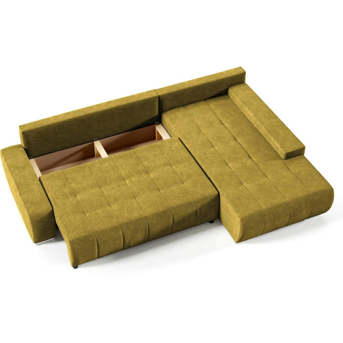ECKSCHLAFSOFA Draco L Gelb - Gelb/Silberfarben, Textil/Metall (267/186cm) - Beautysofa