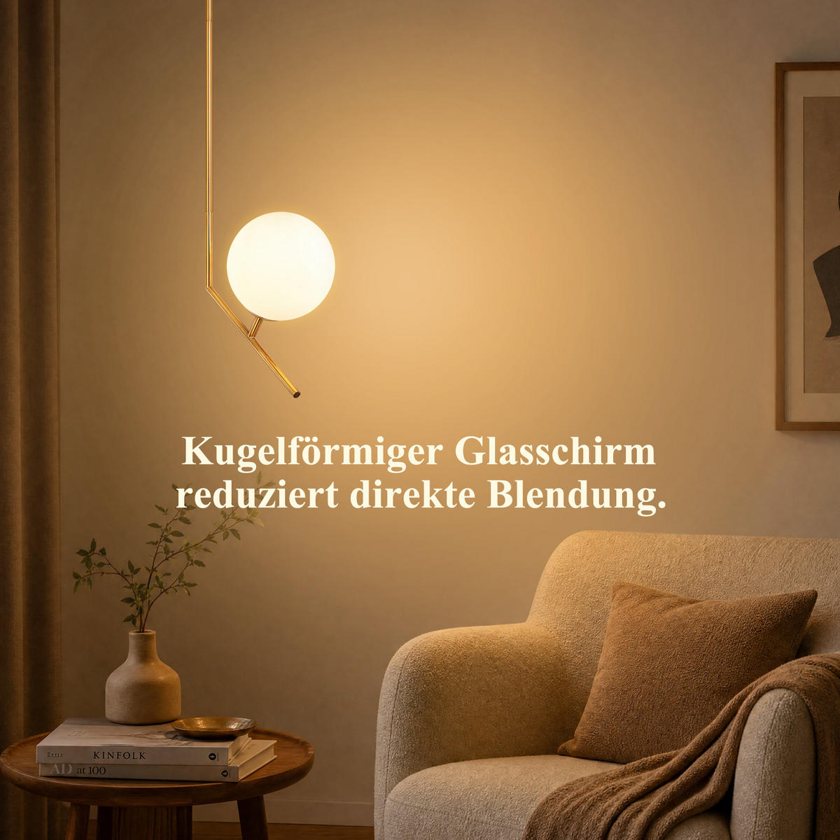 PENDELLEUCHTE Kylvin 15/15/80 cm - Goldfarben/Weiß, Glas/Metall (15/15/80cm) - ZMH