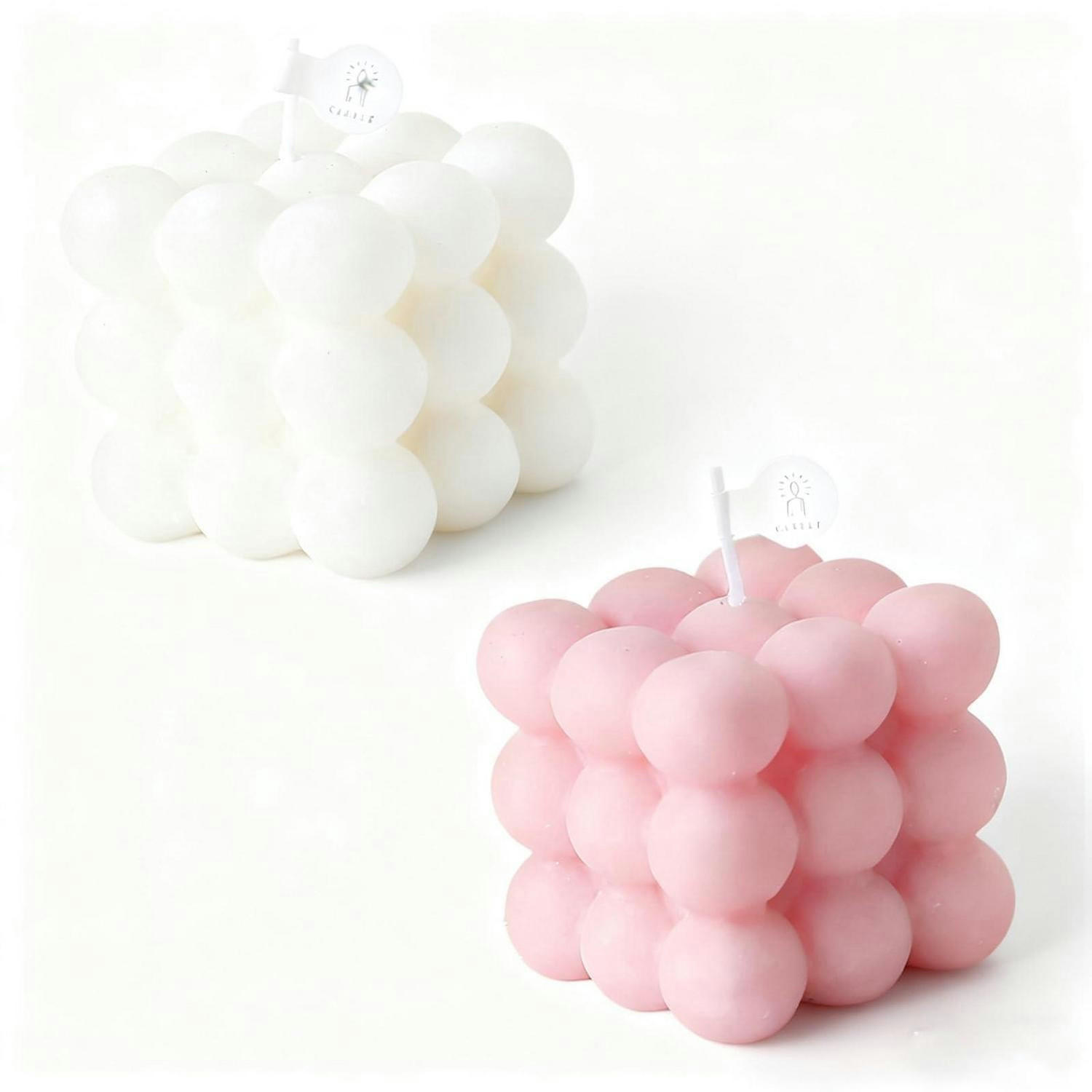 DUFTKERZE 2er Set Bubble Kerze Sojawachs Rosa & Weiß - Multicolor, Paraffin (5.5cm)