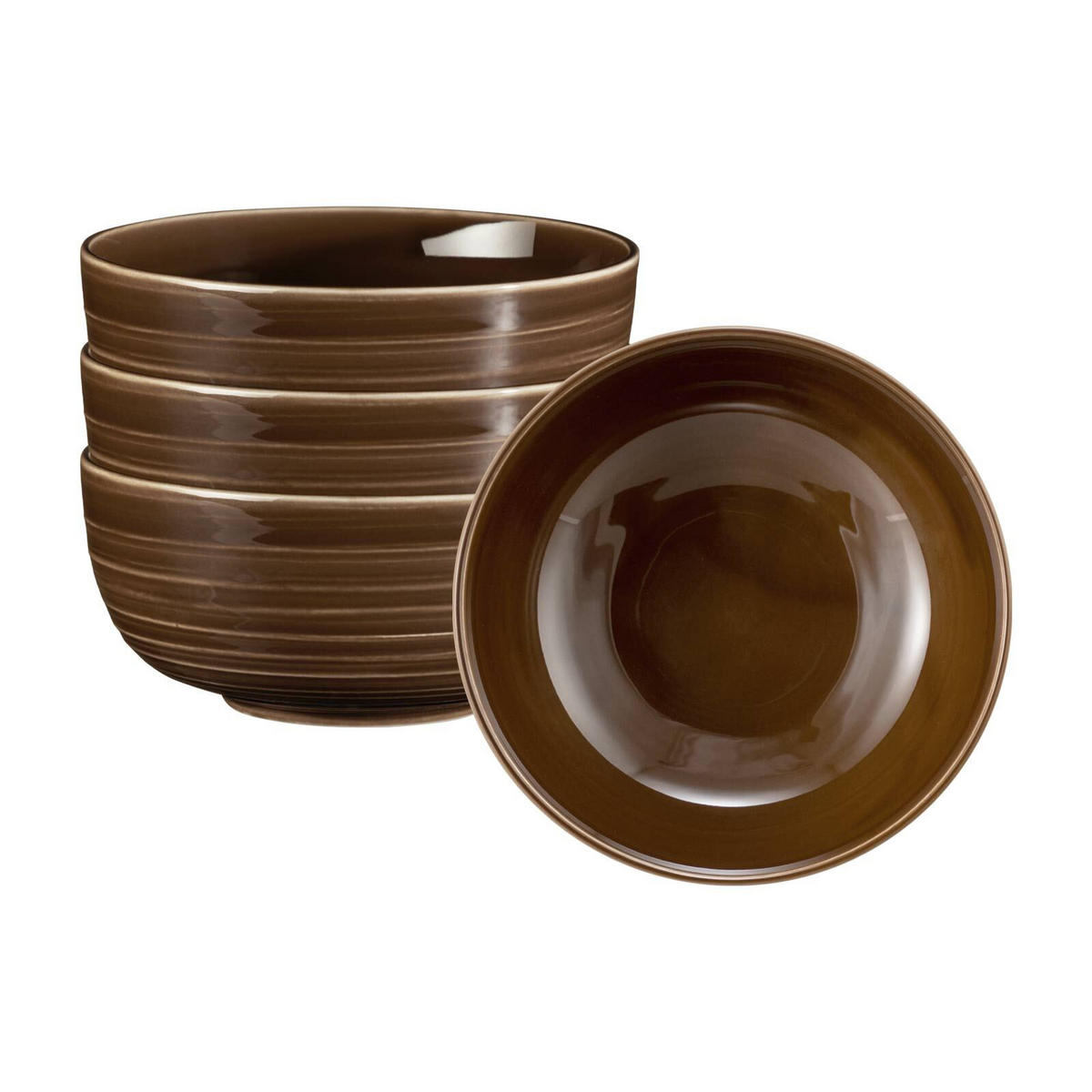 MÜSLISCHALEN Terra Erdbraun ø 15 cm 4er Set - Braun, Keramik (15cm) - Seltmann Weiden