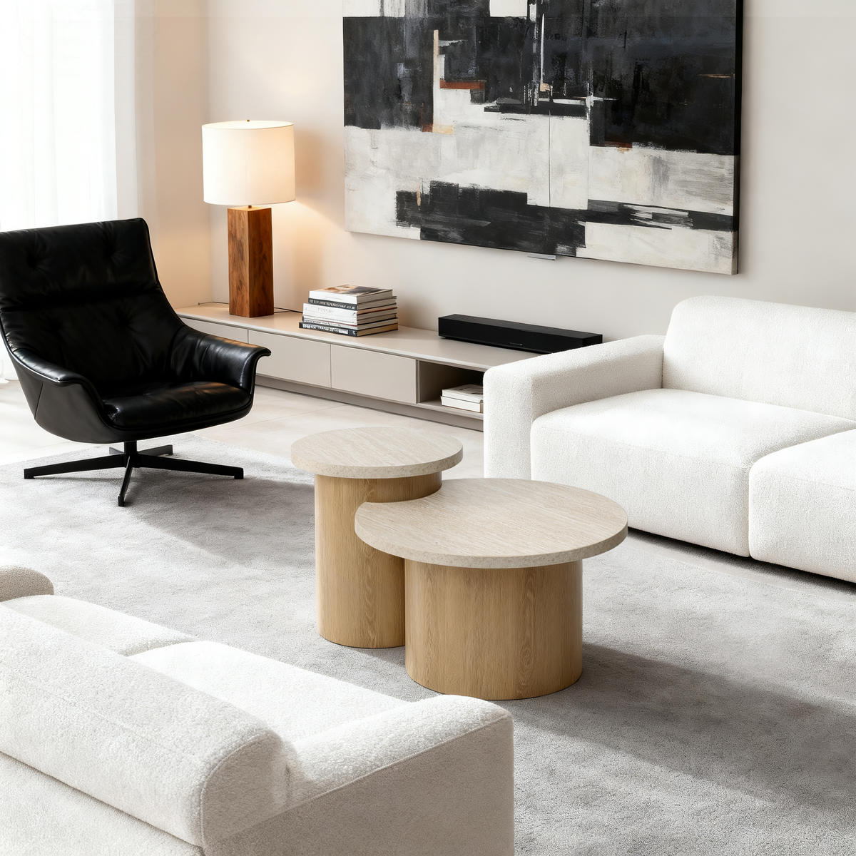 COUCHTISCHE 2er-Set, Holz | B85 x T60 x H47,5 cm - Braun, Holzwerkstoff (60/85/47.5cm) - Hometopia