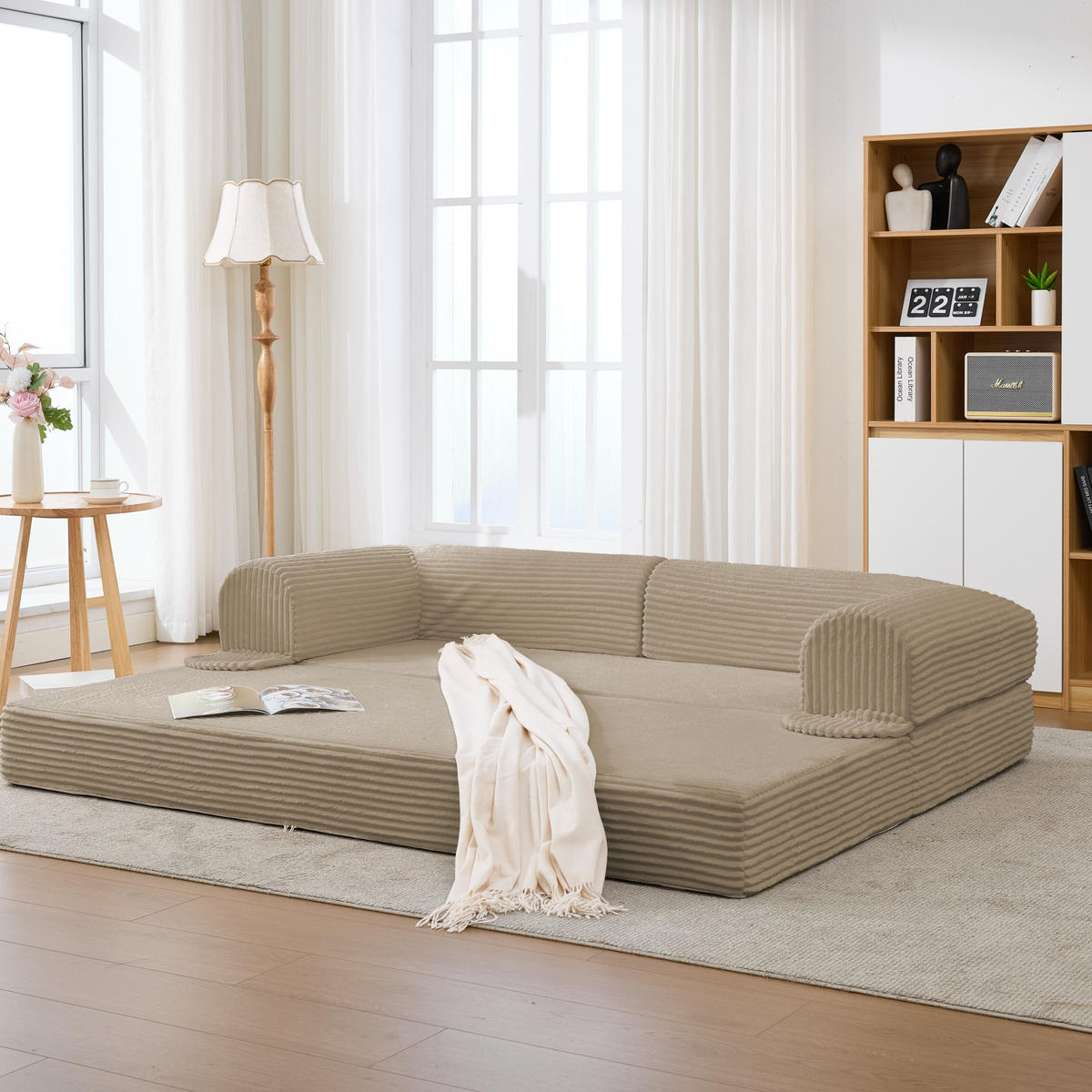 SCHLAFSOFA Cordstoff, 2-in-1 Klappsofa, 2-Sitzer, Sofabett 190×156 cm, Braun - Braun, Textil (190/65/78cm) - LVHOM