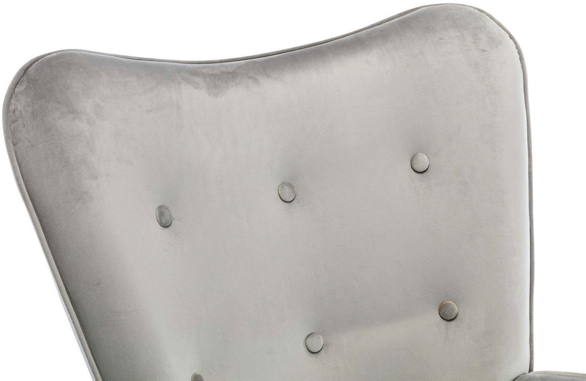 SCHAUKELSTUHL Sanna Samt, Gestell Buchenholz natur / Metall Schwarz Grau - Naturfarben/Grau, Holz/Textil (71/98/88cm) - TPFLiving