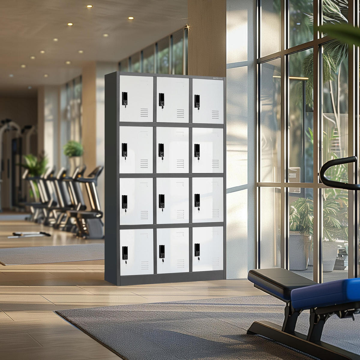 SCHLIESSFACHSCHRANK Marcin - Anthrazit/Weiß, Metall (90/185/40cm) - Jan Nowak