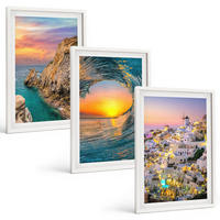 BILDER SET 3er Set - 40x60 cm Weißer Rahmen - Meereswellen, weiße Häuser, Santorini - Weiß, Kunststoff (40/60cm) - TULUP