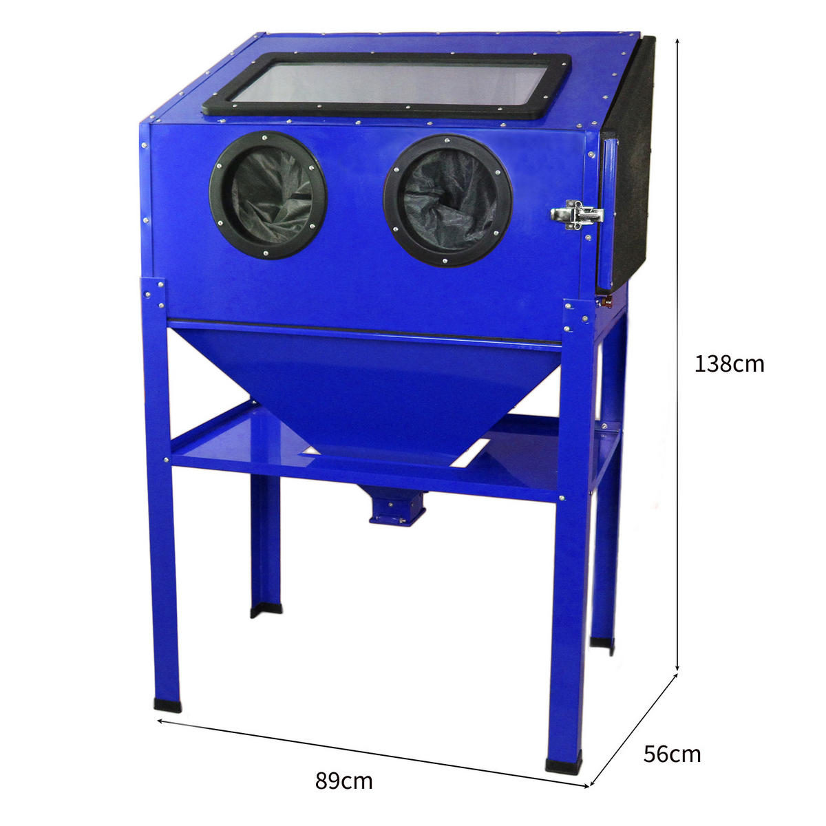 SANDSTRAHLKABINE 220L - Blau, Metall (24/63/91cm) - MaxBlast