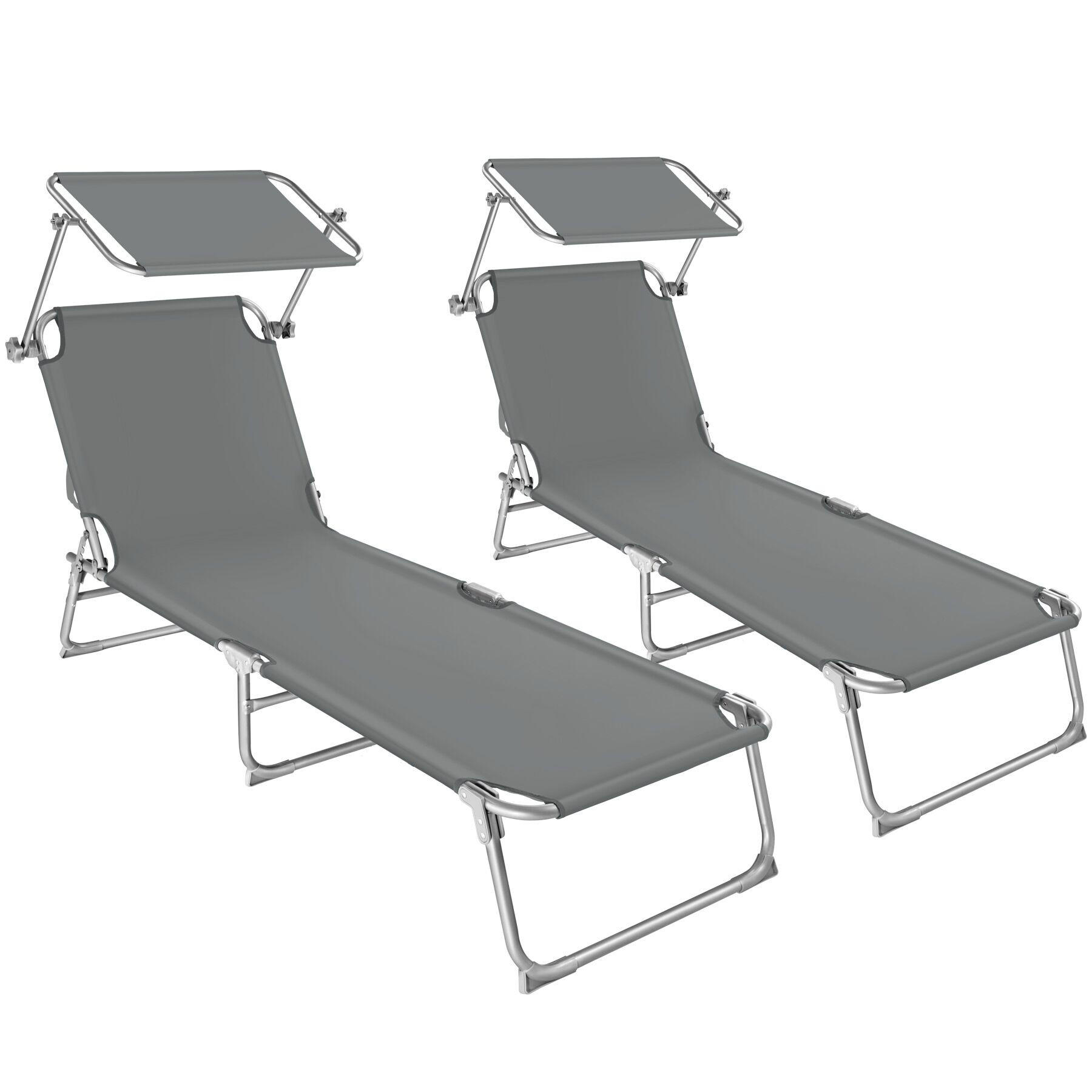 GARTENLIEGE 2er Set, 190 x 68 x 28 cm,grau - Grau, Kunststoff (68/28/190cm) - tectake