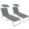 GARTENLIEGE 2er Set, 190 x 68 x 28 cm,grau - Grau, Kunststoff (68/28/190cm) - tectake