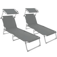 GARTENLIEGE 2er Set, 190 x 68 x 28 cm,grau - Grau, Kunststoff (68/28/190cm) - tectake