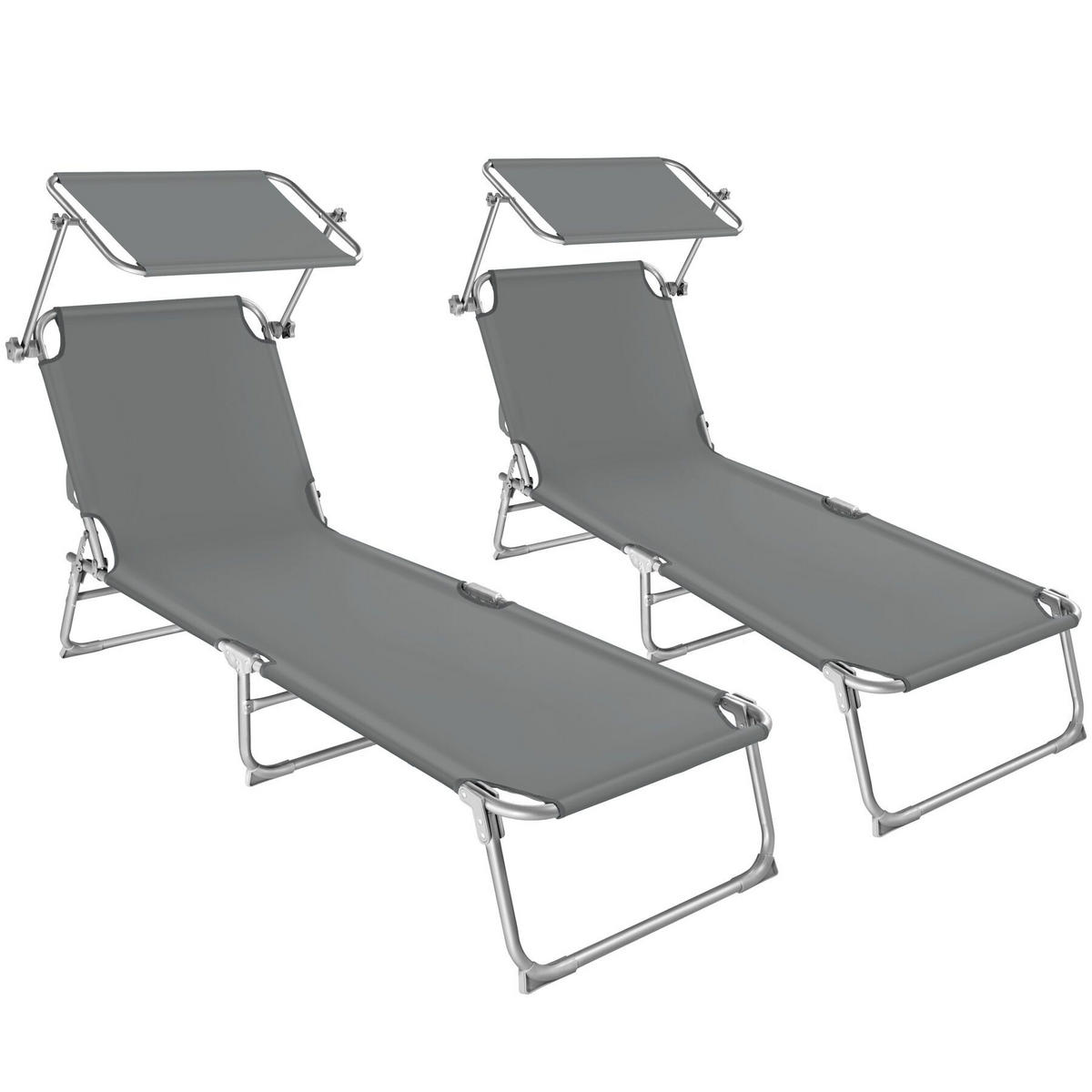 GARTENLIEGE 2er Set, 190 x 68 x 28 cm,grau - Grau, Kunststoff (68/28/190cm) - tectake