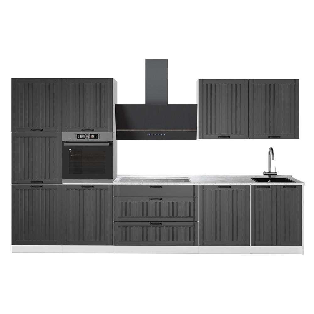 KUCHYNKA Fame-Line, Tmavo-sivá/biely, 340 cm, AP Marble - biela/tmavosivá, kompozitné drevo (340/206.8/60cm) - Vicco