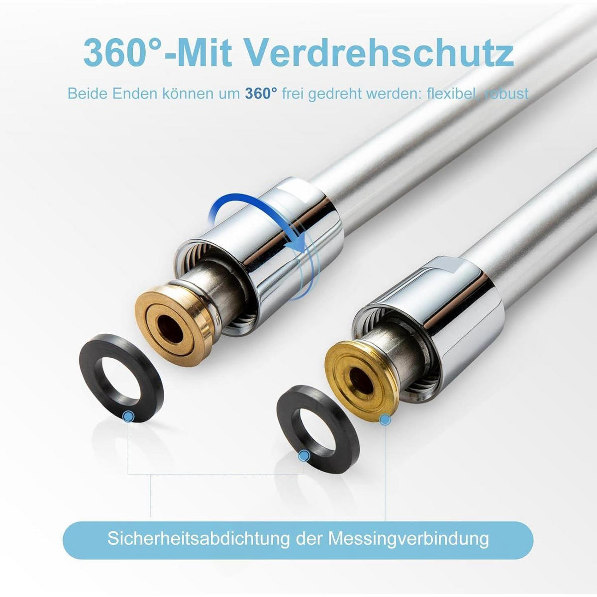 BRAUSESCHLAUCH 1,2 m Silber - Silberfarben, Metall (1/1/120cm)