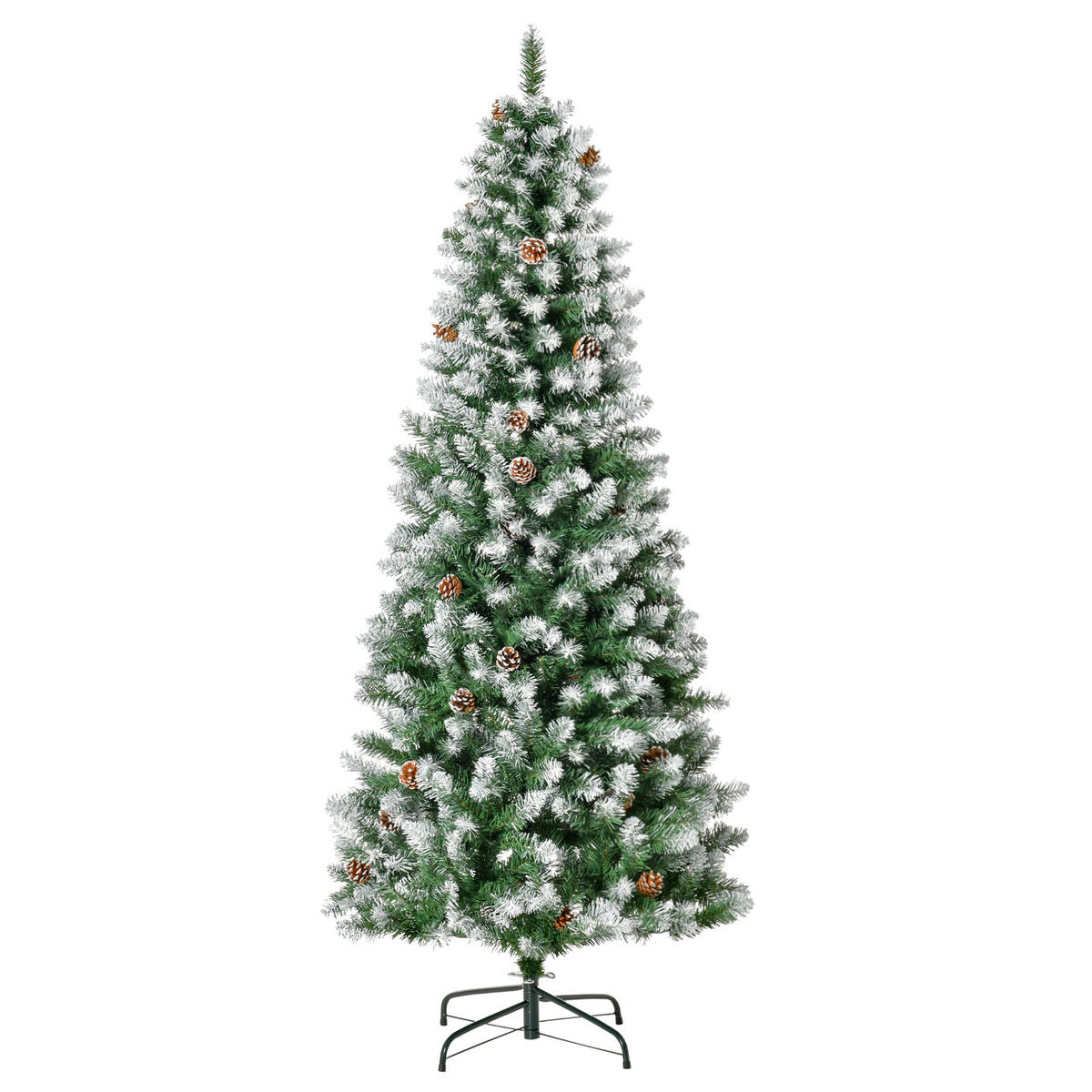 WEIHNACHTSBAUM DE-41527 630 Zweige, 37 Zapfen, 180 cm - Weiß/Grün, Kunststoff (180cm) - ComfortXL