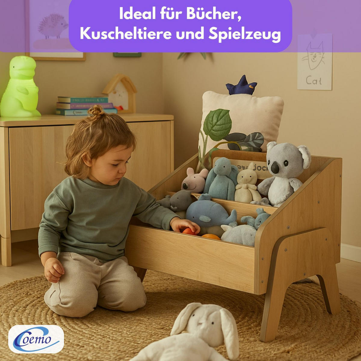 BÜCHERBOX MILL Holz - Naturfarben, Holzwerkstoff (35/45/55cm) - Mein-Regal