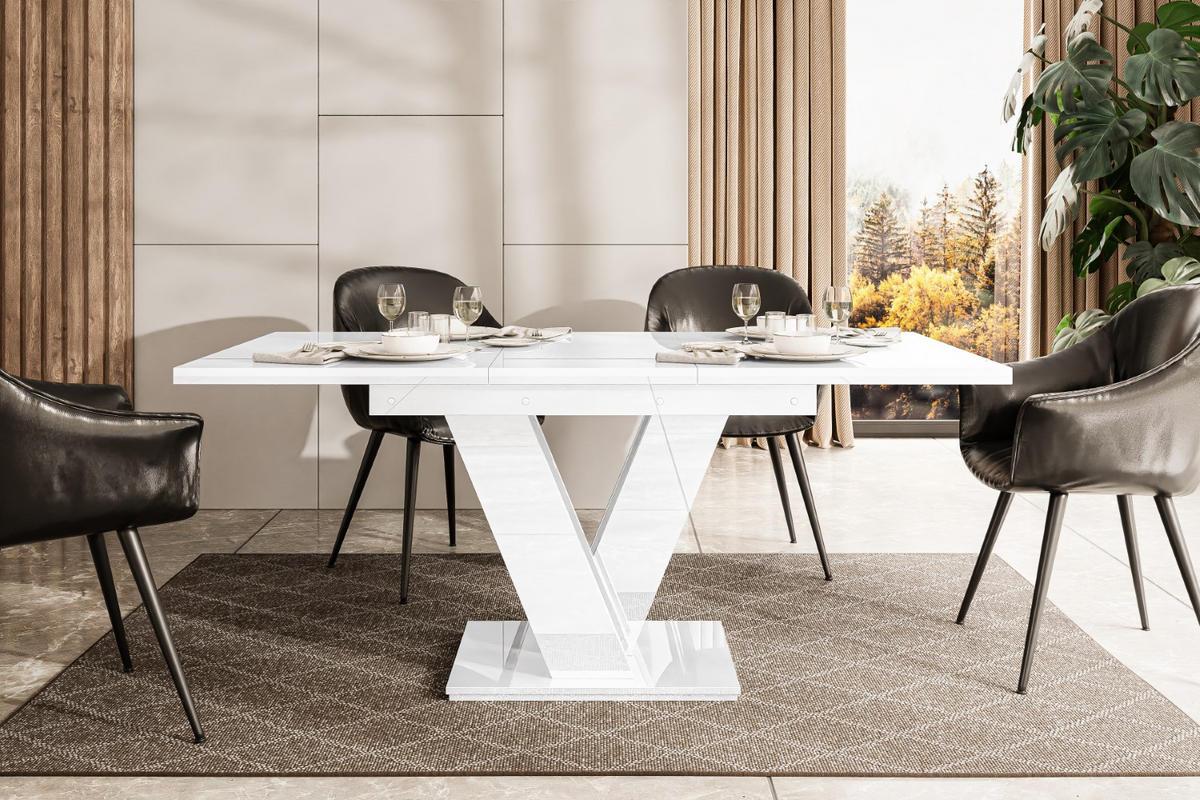 ESSTISCH ausziehbar 120 -160x80x75 cm - Hochglanz Weiß - ASIV - Weiß Hochglanz, Holzwerkstoff (120/80/75cm) - ALTDECOR