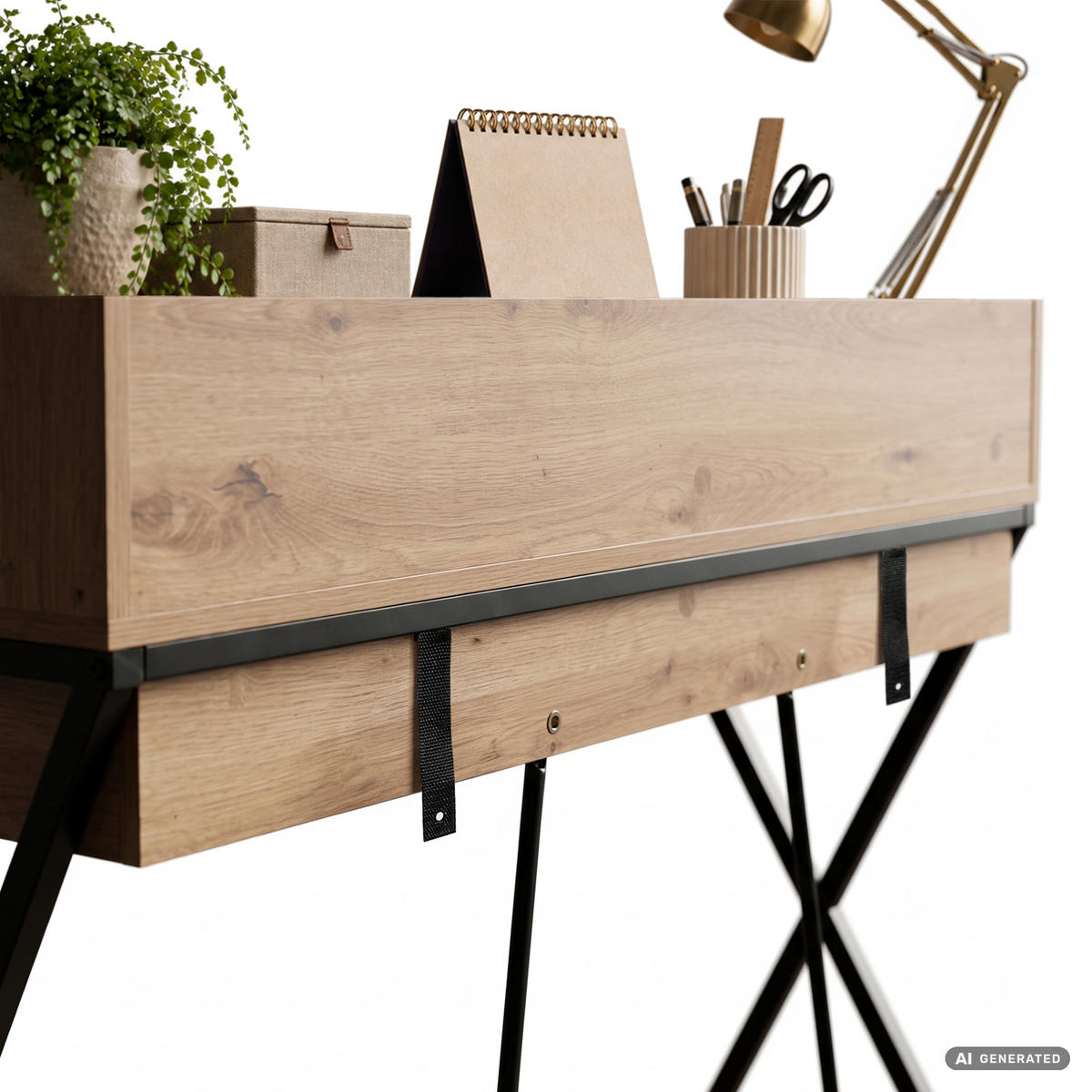 SCHREIBTISCH FLEXO 100 cm Eiche Artisan - Schwarz/Eiche Artisan, Holzwerkstoff (100/50/89.5cm) - Akord