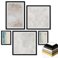 WANDBILDER 5er-Set - 50x50 cm & 20x30 cm & 40x60 cm Schwarzer Rahmen - Aquarellmalerei-Textur - Schwarz, Kunststoff (40/60cm) - ArtPrintCave
