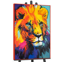GEMÄLDE Löwengrazie Schattenfugenrahmen Rot 140x100 cm - Rot, Holz (140/100cm) - YS-art gallery