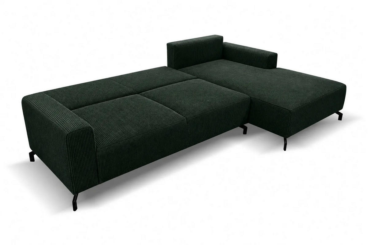 ECKSOFA mit Schlaffunktion Aspen, Grün Cordstoff, Ottomane Rechts - Grün, Textil (312/187cm) - VENASI MÖBEL