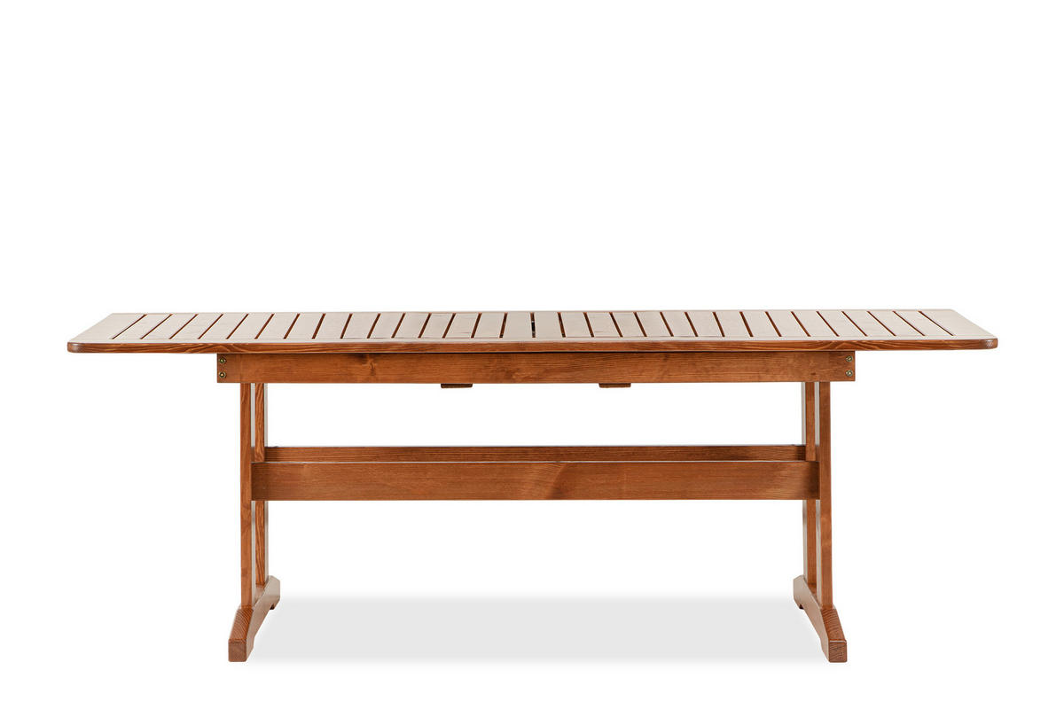 GARTENTISCH ALCES ausziehbar, aus massivem Kiefernholz, braun - Braun, Holz (160/90/73cm) - KONSIMO®