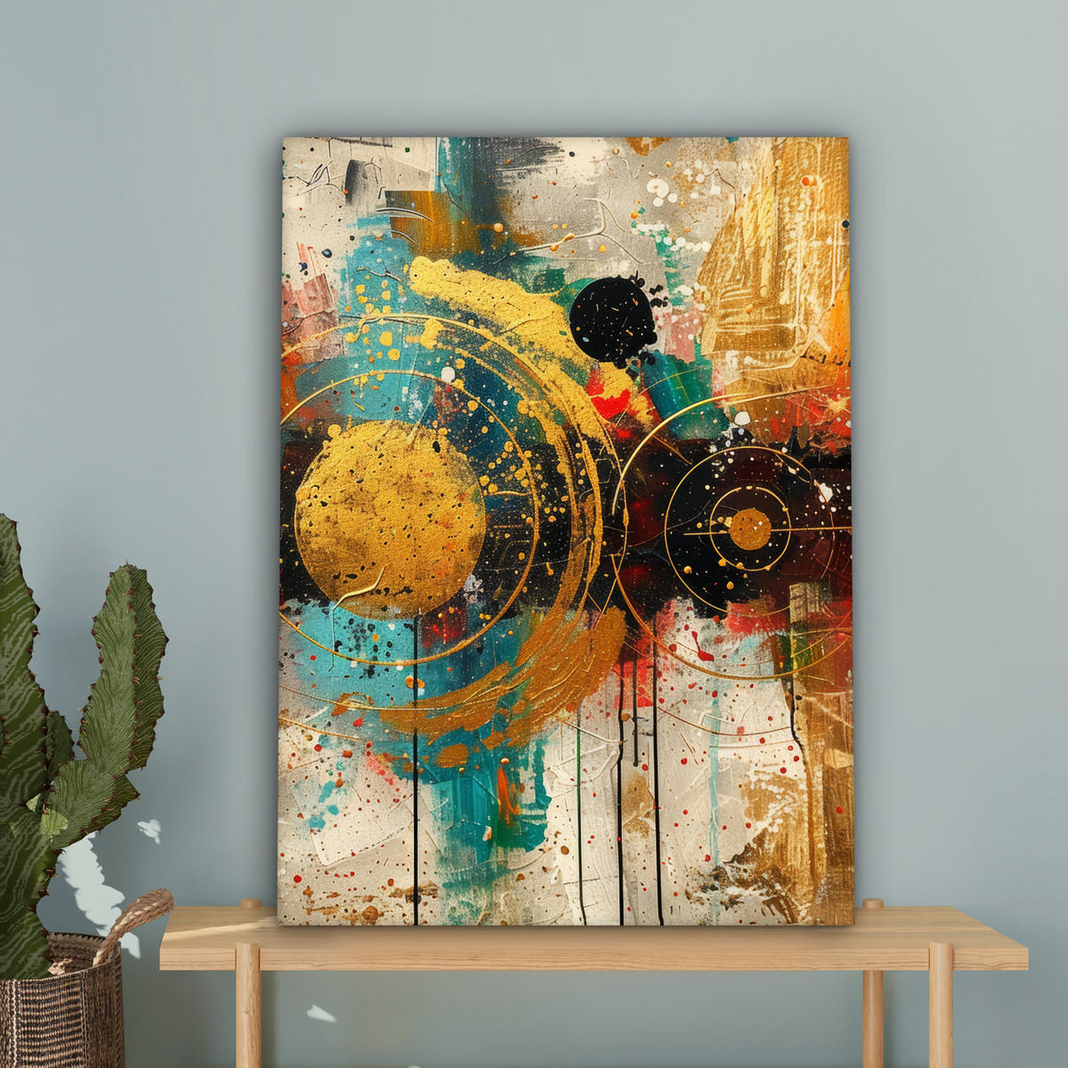 OBRAZ NA PLÁTNE Abstraktné - umenie - zlaté - moderné 60x80 cm - viacfarebná, textil (60/80cm) - MuchoWow
