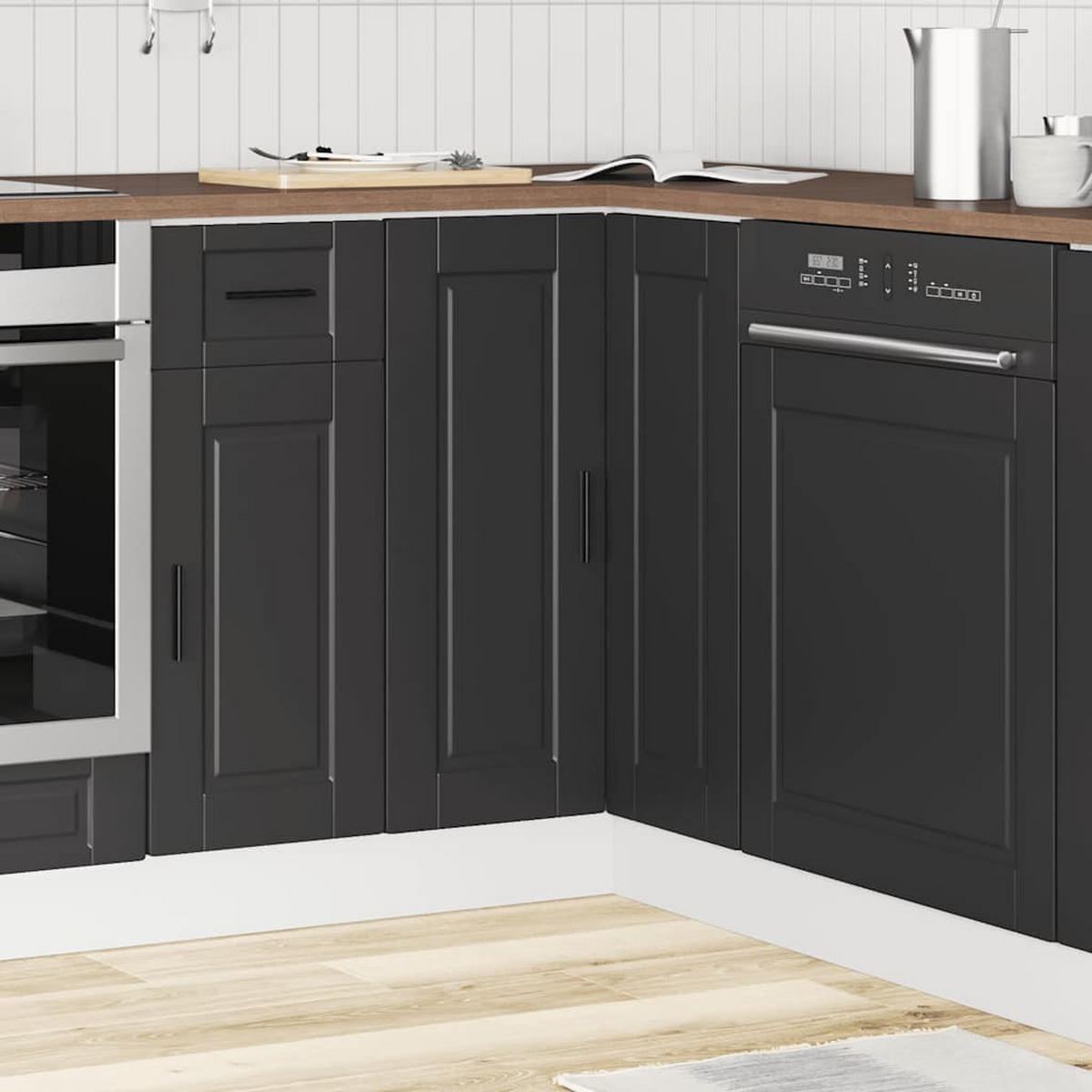 KÜCHEN-ECKUNTERSCHRANK Porto Schwarz Holzwerkstoff - Schwarz, Holzwerkstoff (75.5/81.5/75.5cm) - vidaXL