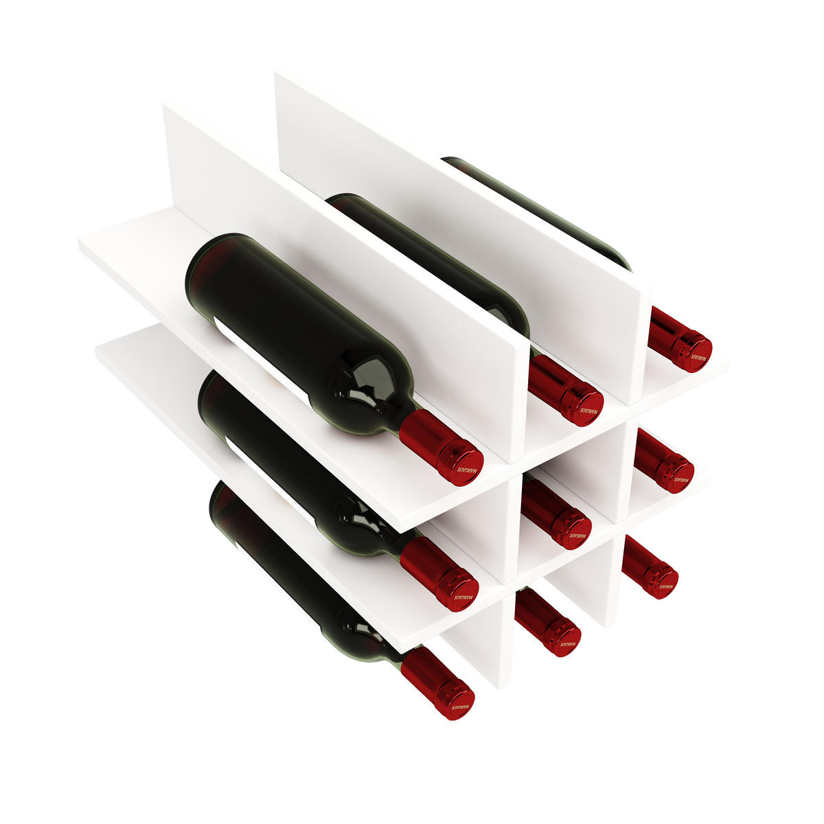 KÜCHENINSEL 137.5x65x95.6cm Weiß mit Weinregal & 5 Rollen - Weiß, Holzwerkstoff (137.5/95.6/65cm) - Modfu