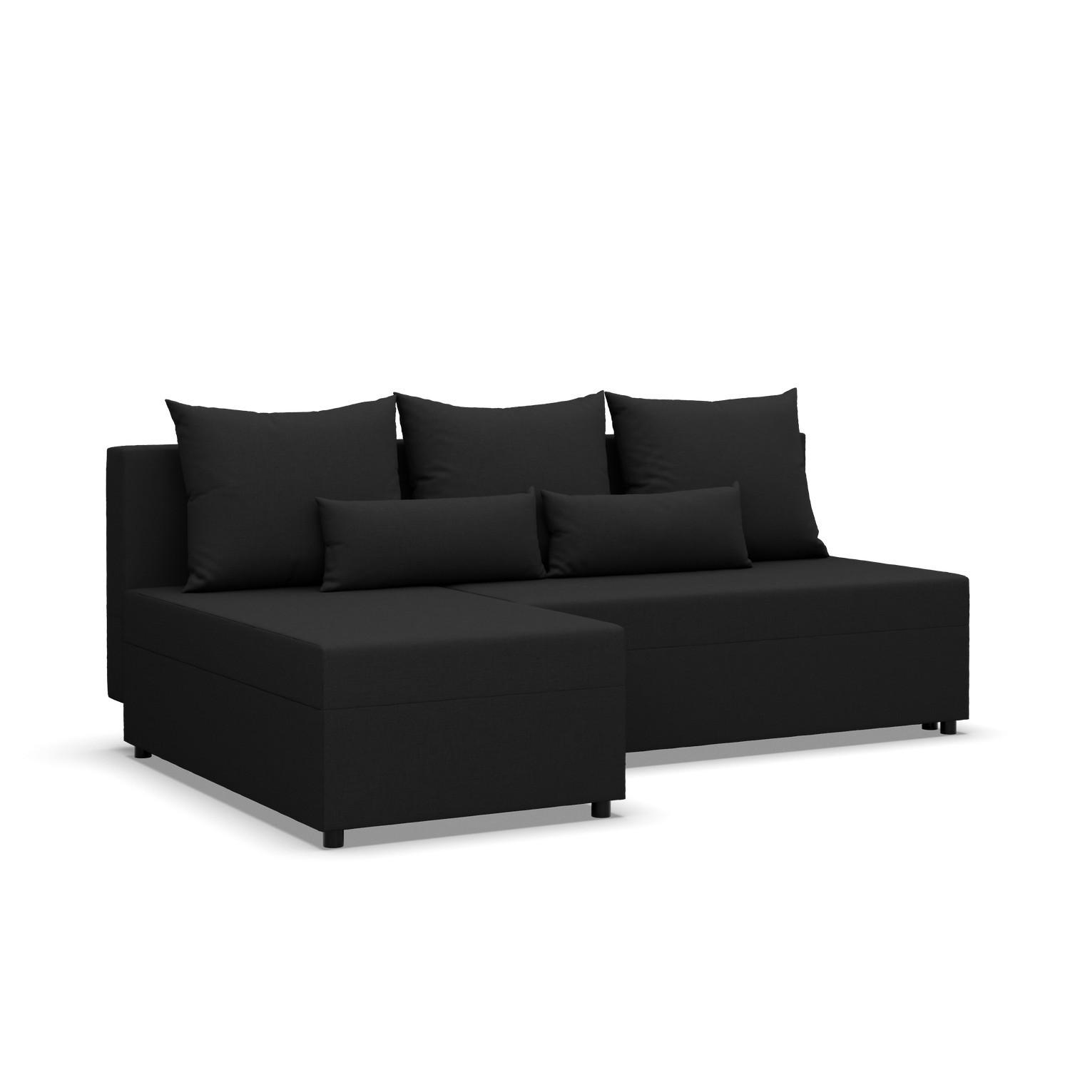 ECKSOFA MIT SCHLAFFUNKTION FERMO BONELL Schwarz - Schwarz, Textil (137/201cm) - Mebligo