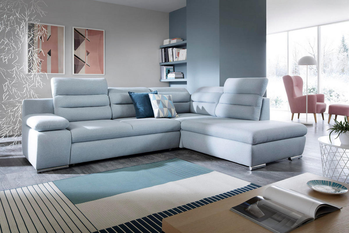 ECKSOFA GRECO Blau 280x230x100 cm - Blau, Textil (280/230cm) - FURNLUX