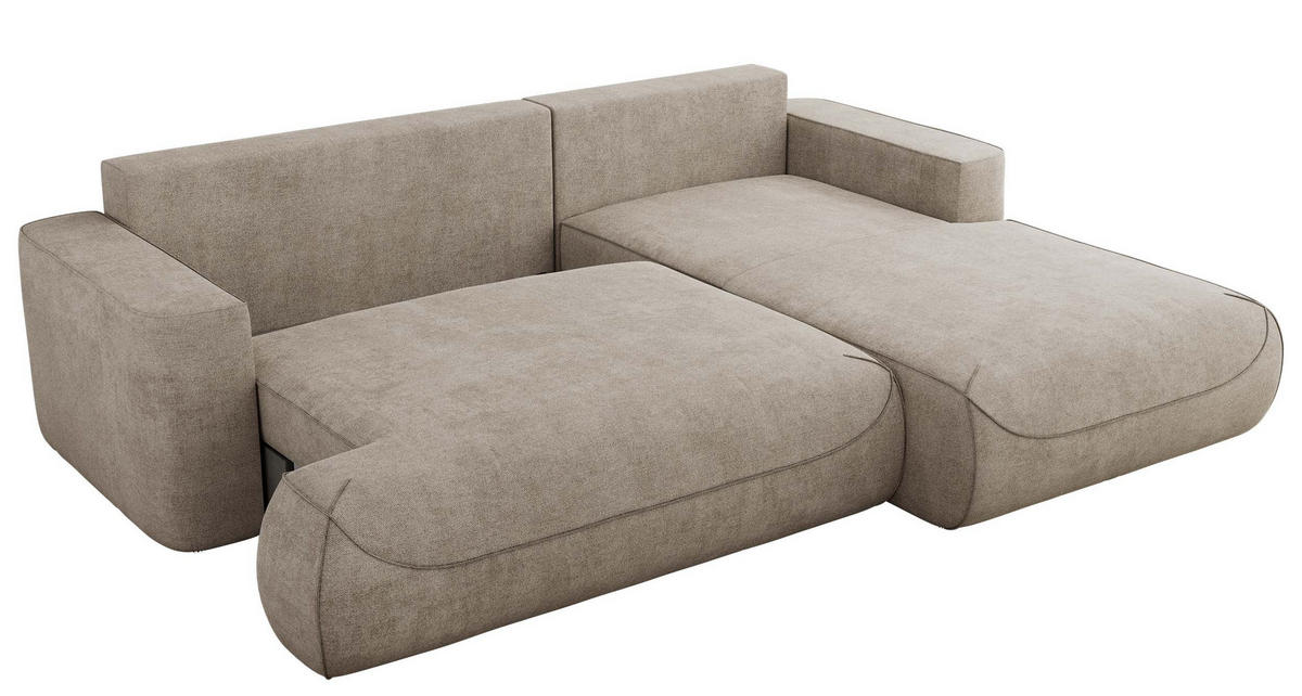 ECKSOFA OVO L Beige Struktur - Rechts Seite - Beige/Schwarz, Kunststoff/Textil (195/271cm) - MKS