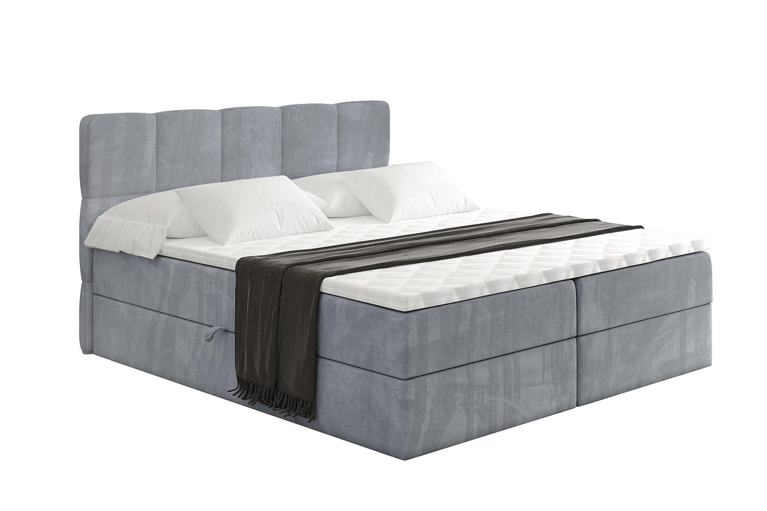 BOXBETT mit Matratze H3 und Lattenrost - LIRO - 160x200 - Grau Casablanca - Grau, Holzwerkstoff/Kunststoff (160/200cm) - ALTDECOR