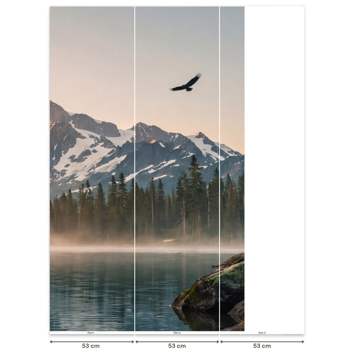 TAPETE - Berge - Wasser - Bäume - 120x200 cm - Multicolor, Papier (120/200cm) - OnlyWow