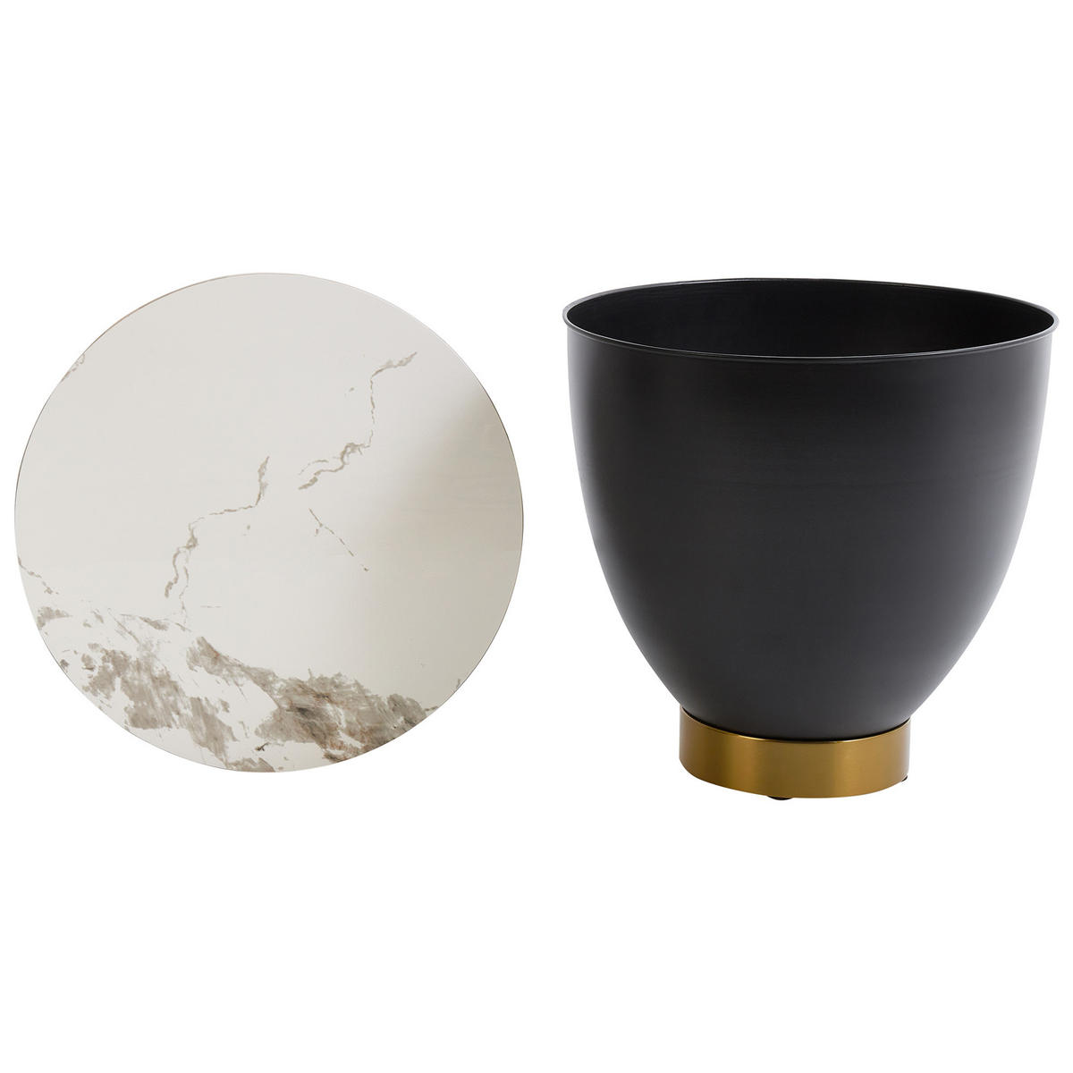BEISTELLTISCH Schwarz/Gold/Weiß Nadine - Goldfarben/Schwarz, Stein (48/48/45cm) - Beliani