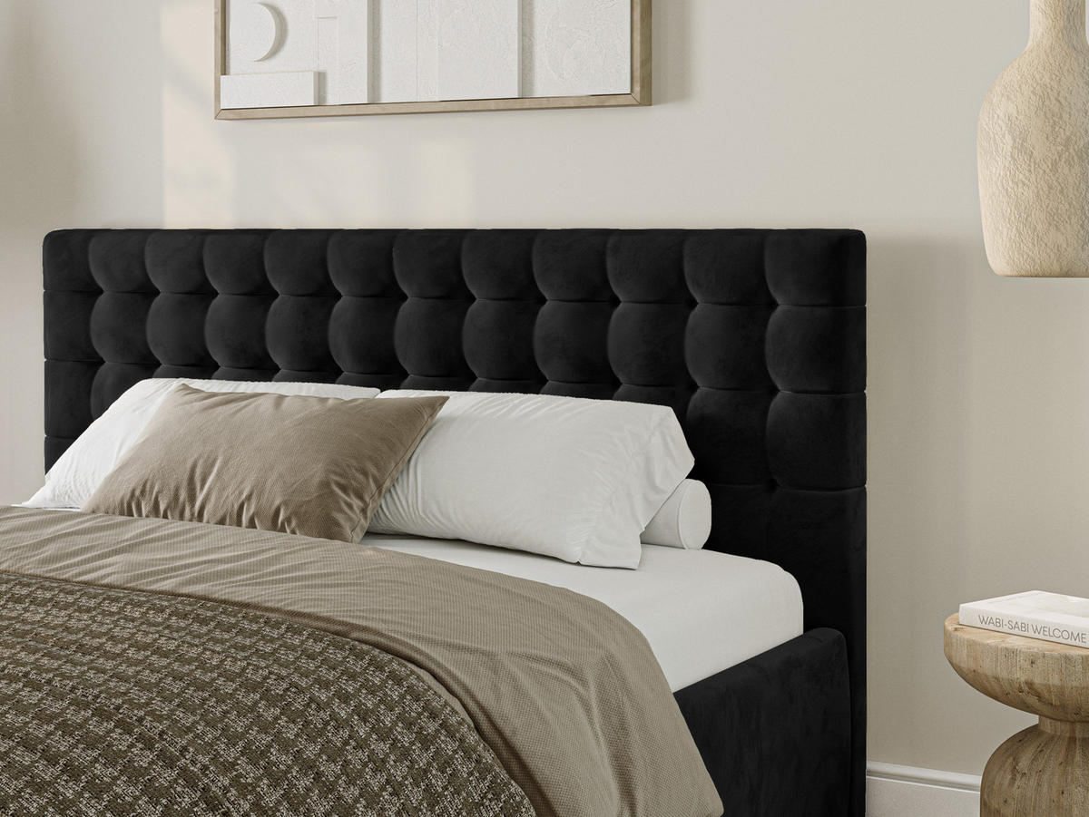 POLSTERBETT Lindos 120x200 cm, Schwarz - Schwarz, Textil (120/200cm) - Fedve