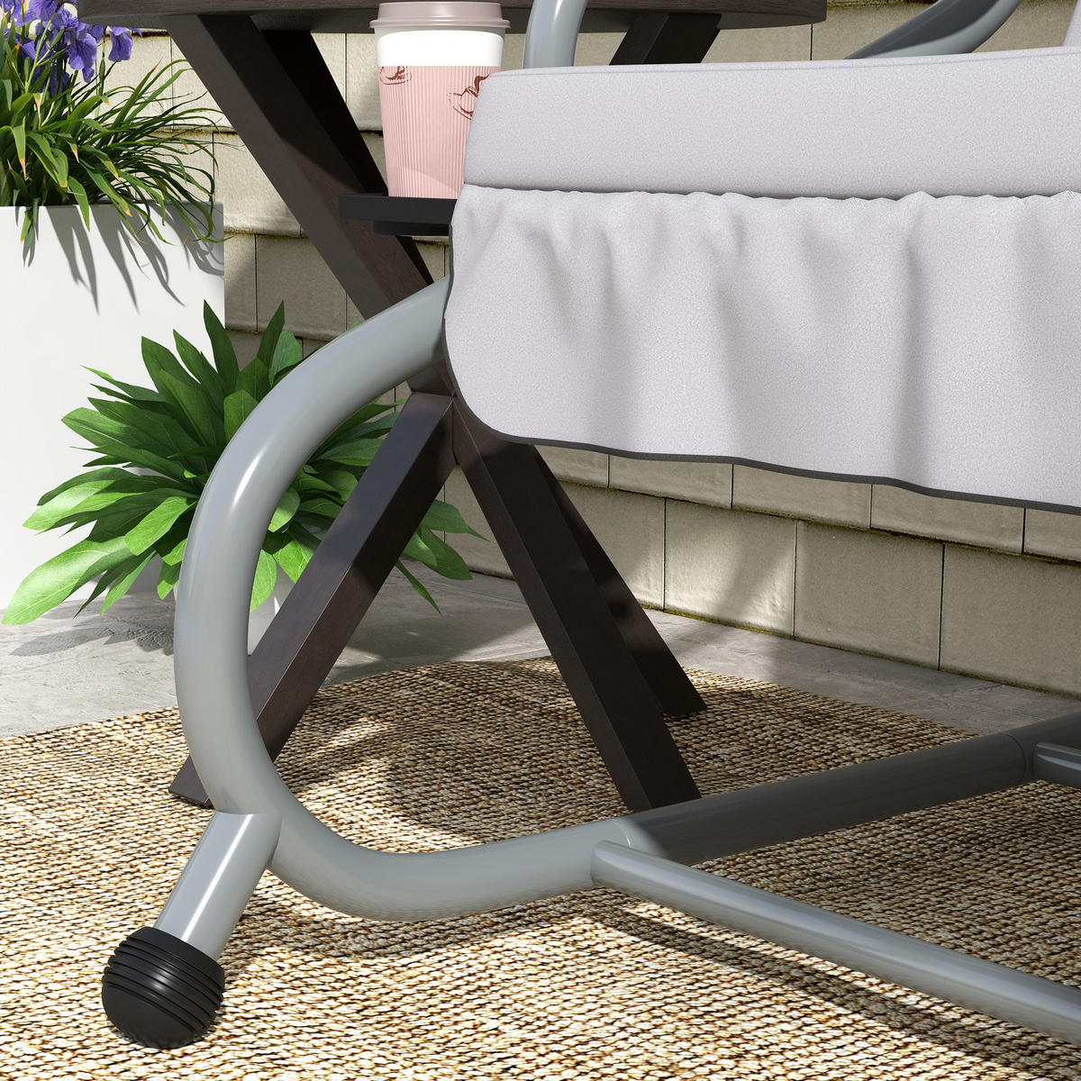 HOLLYWOODSCHAUKEL Hellgrau 200.0/120.0/164.0cm - Hellgrau, Metall (120/164/200cm)