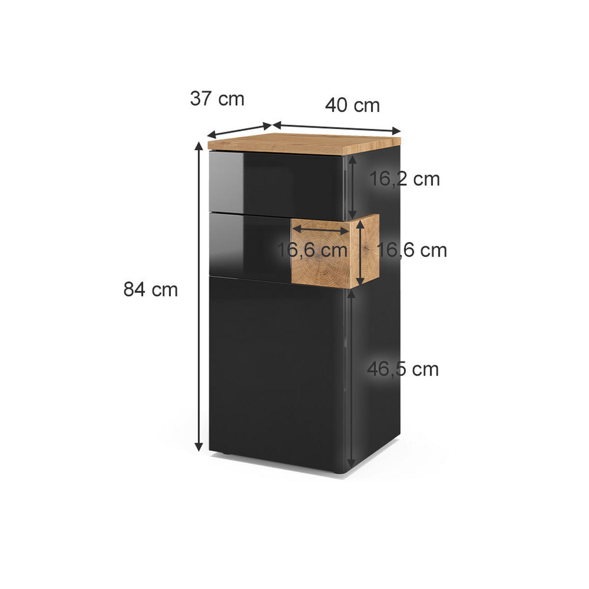 MIDISCHRANK Eden Anthrazit 40 x 84 cm - Anthrazit, Holzwerkstoff (40/84/37cm) - Vicco