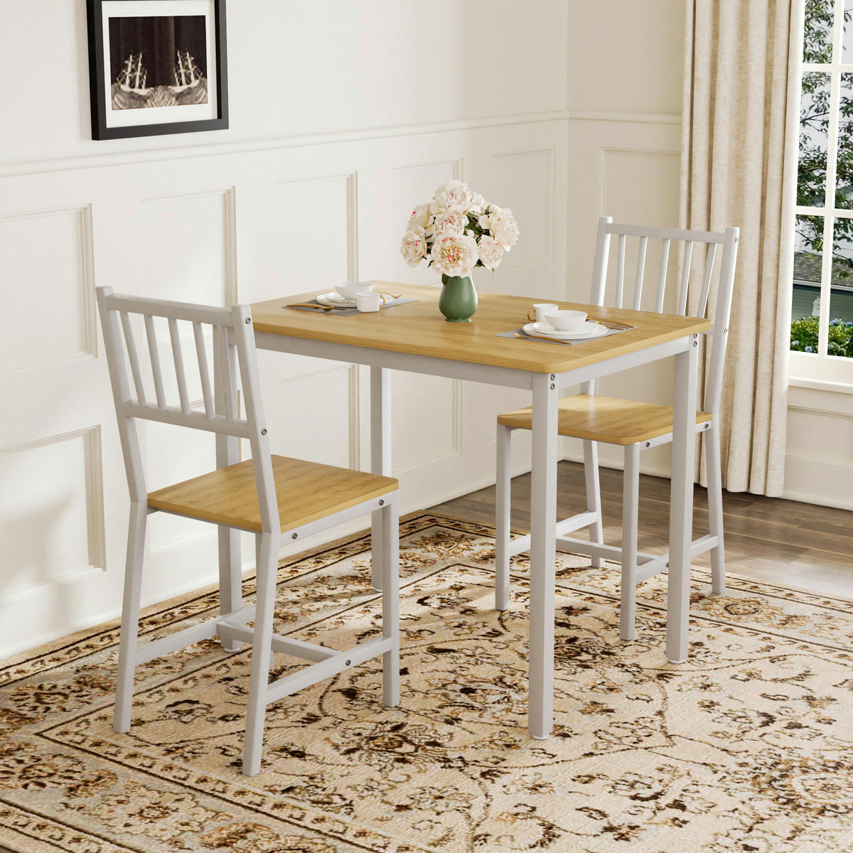 ESSGRUPPE DE-39325 3-teilig, mit 2 Stühlen Weiß - Weiß, Holzwerkstoff (90/75.5/60cm) - ComfortXL