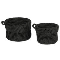 AUFBEWAHRUNGSKORB (2-tlg.) Store It - Schwarz, Kunststoff (21/21/19cm) - Butlers