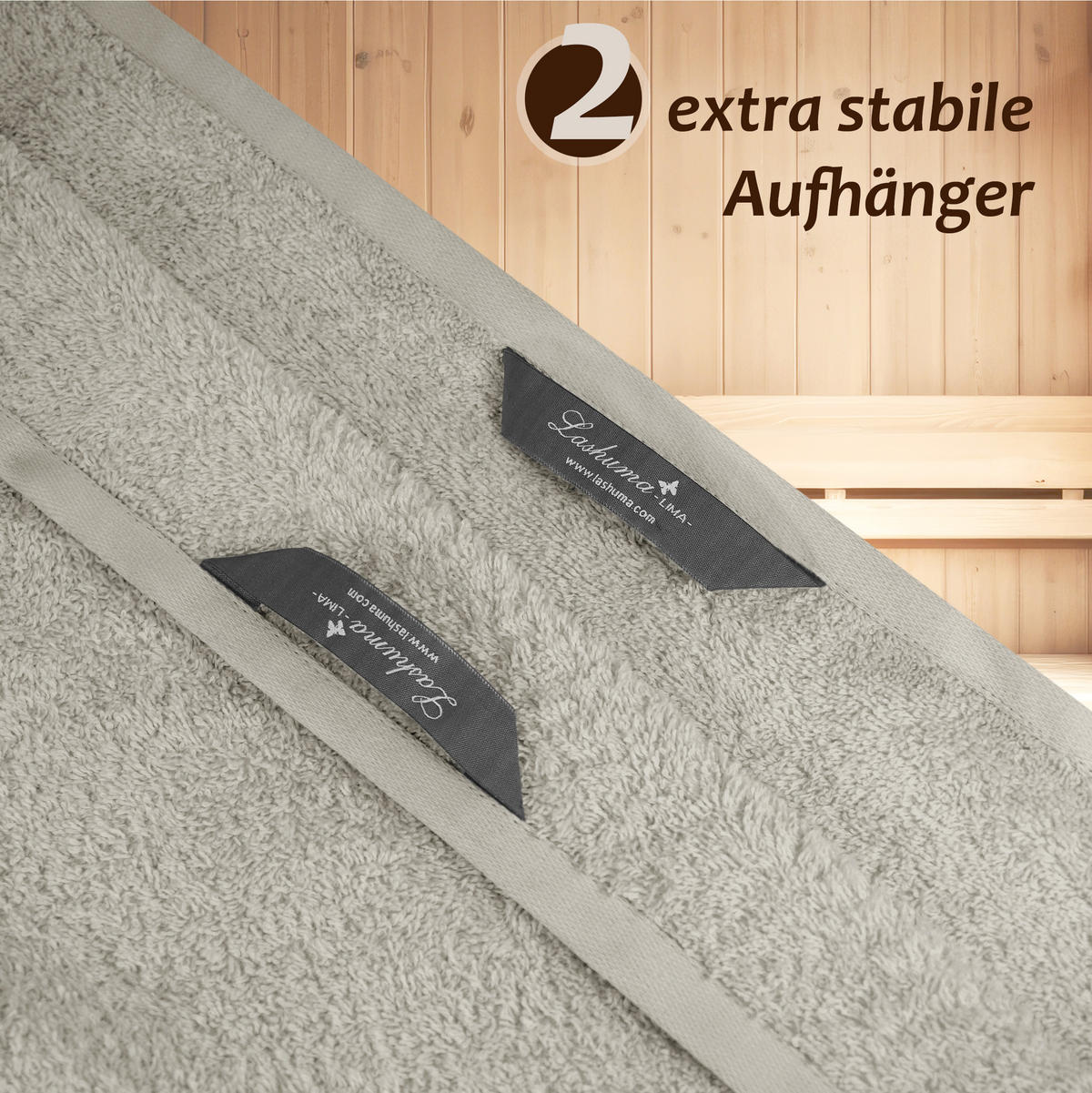 SAUNAHANDTUCH Lima Kieselgrau 100x200 cm - Graubraun, Naturmaterialien (100/200cm) - Lashuma