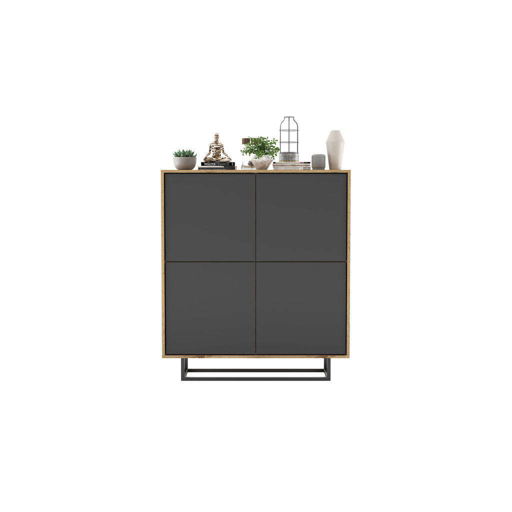 Thumbnail - Meble Lindner Kommode, Graphit, Holzwerkstoff, 8 Fächer, Rechteckig, 113x127x35 cm, Wohnzimmer, Kommoden & Sideboards, H...