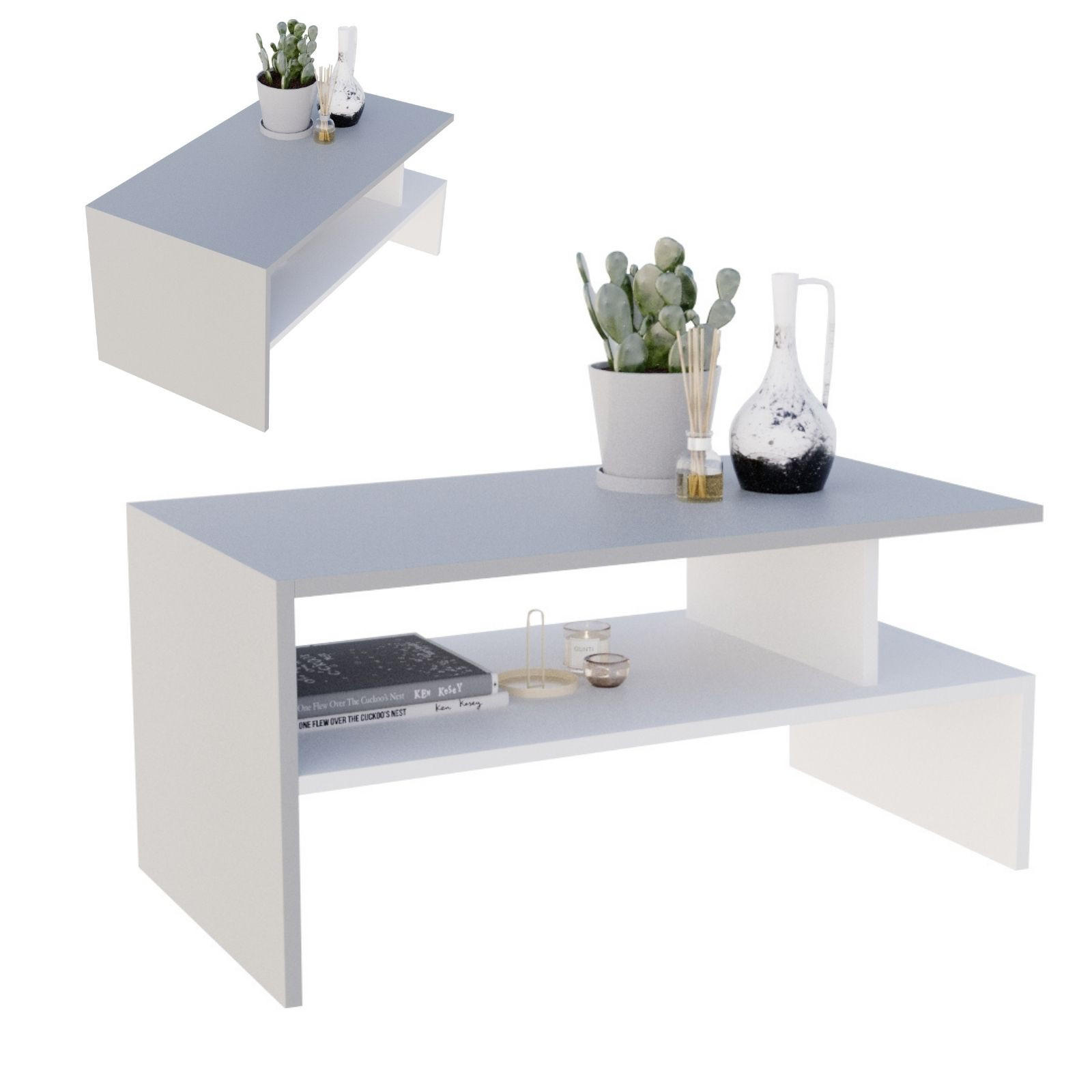 COUCHTISCH Holzwerkstoff rechteckig stabil Dunkelgrau 50/45/93cm - Dunkelgrau/Weiß, Holzwerkstoff (50/93/45cm) - CraftPAK