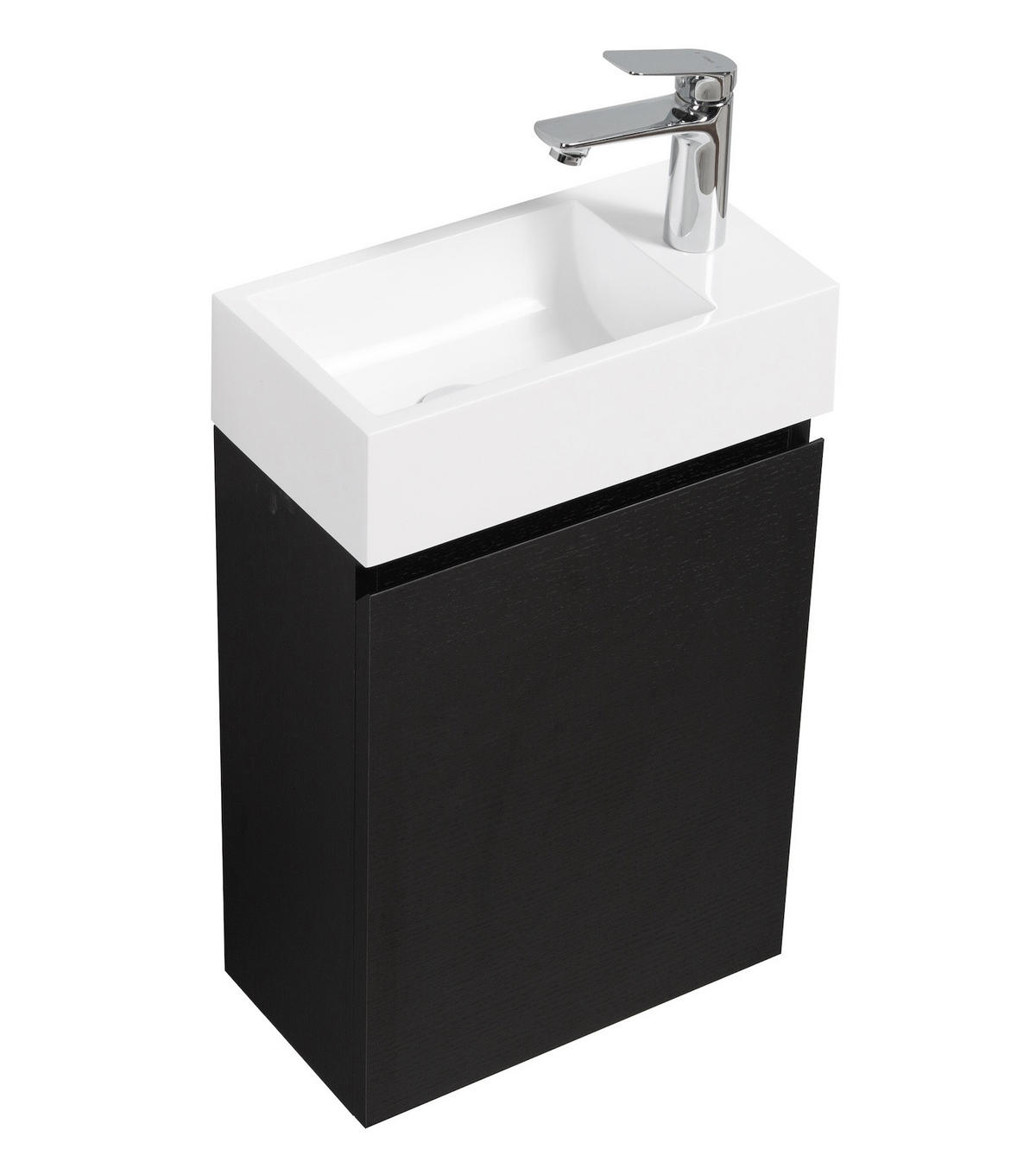 GÄSTE-WC-MÖBELSET Angela 2 Teile Schwarz Holz - 40 x 22 x 64 cm - Schwarz, Holz (40/52/22cm) - Badplaats