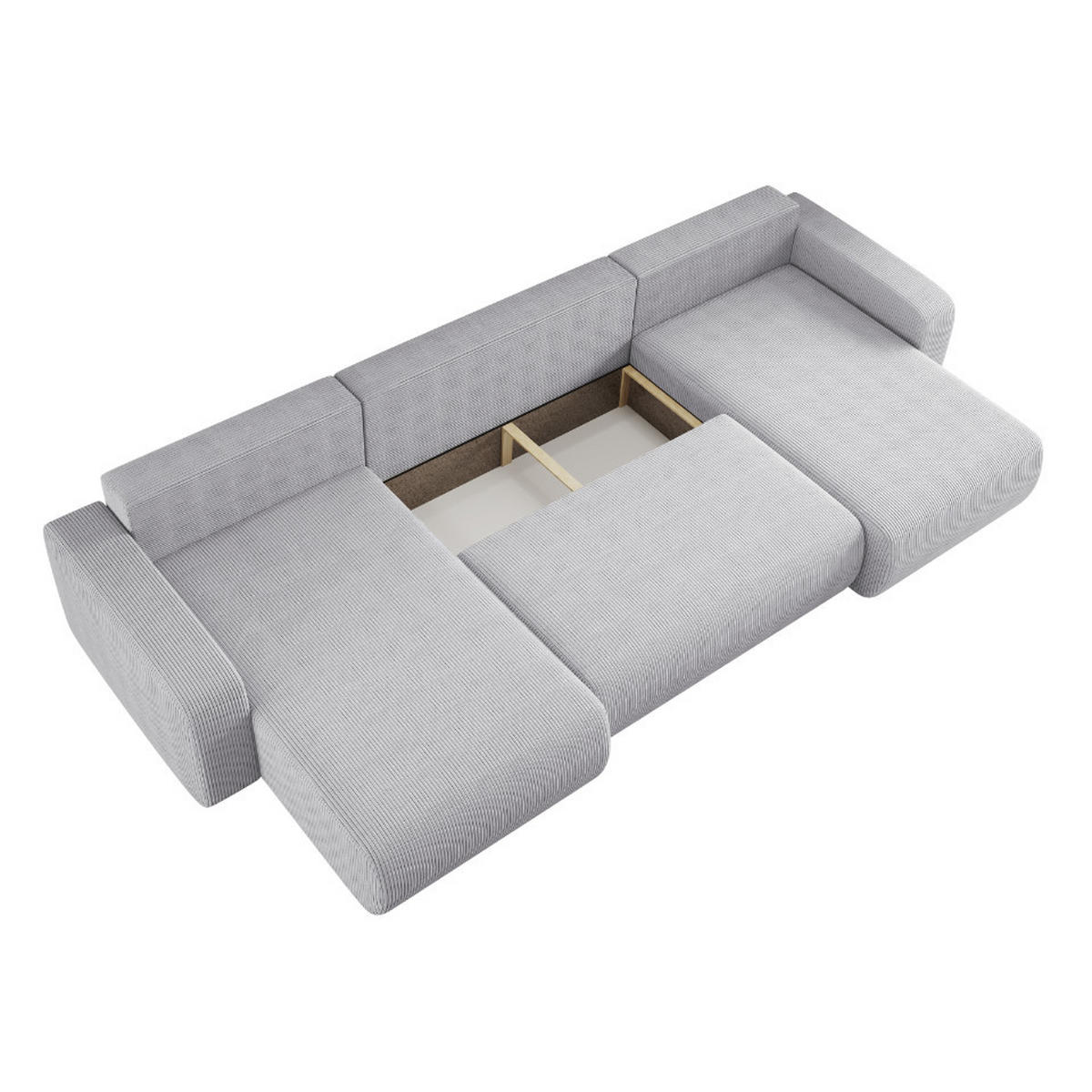 ECKSOFA U-Form Mit Schlaffunktion Und Bettkasten MILANO Dicker Cord Grau - Grau, Holz/Textil (312/145cm) - Kaiser Möbel